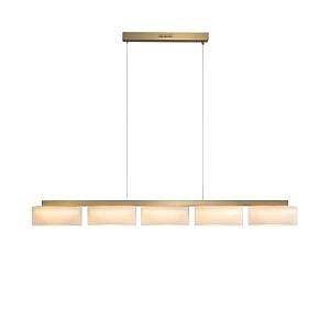 Swiss 1400 pendant light with handcrafted opal glass shades and golden metal base inspired by white sails